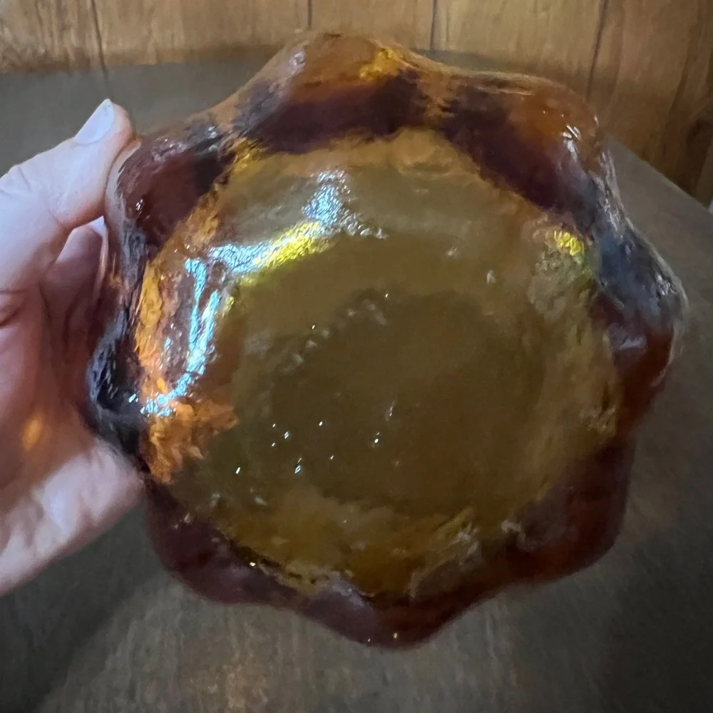 amber Colored lotus shaped Small bowl Candy Dish 5.5